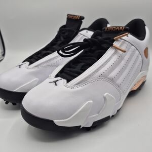 Nike Air Jordan 14 Golf US Open HV4813-100 Men's Size 8.5 White Black Gold  NEW